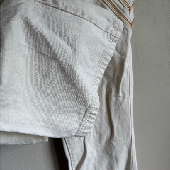 We the Free White Tan Embroidered Stripe Wide Leg Jeans Womens 29 Festival - Picture 3 of 6